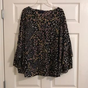 Black blouse with floral/animal print
